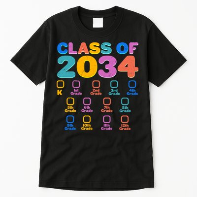 Colorful Future Class of 2034 Graduation Checklist Tall T-Shirt
