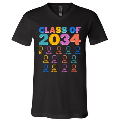 Colorful Future Class of 2034 Graduation Checklist V-Neck T-Shirt