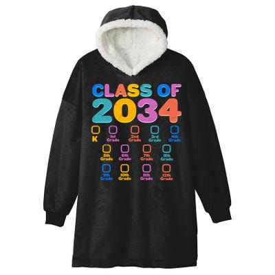 Colorful Future Class of 2034 Graduation Checklist Hooded Wearable Blanket