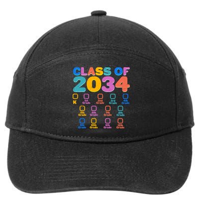 Colorful Future Class of 2034 Graduation Checklist 7-Panel Snapback Hat