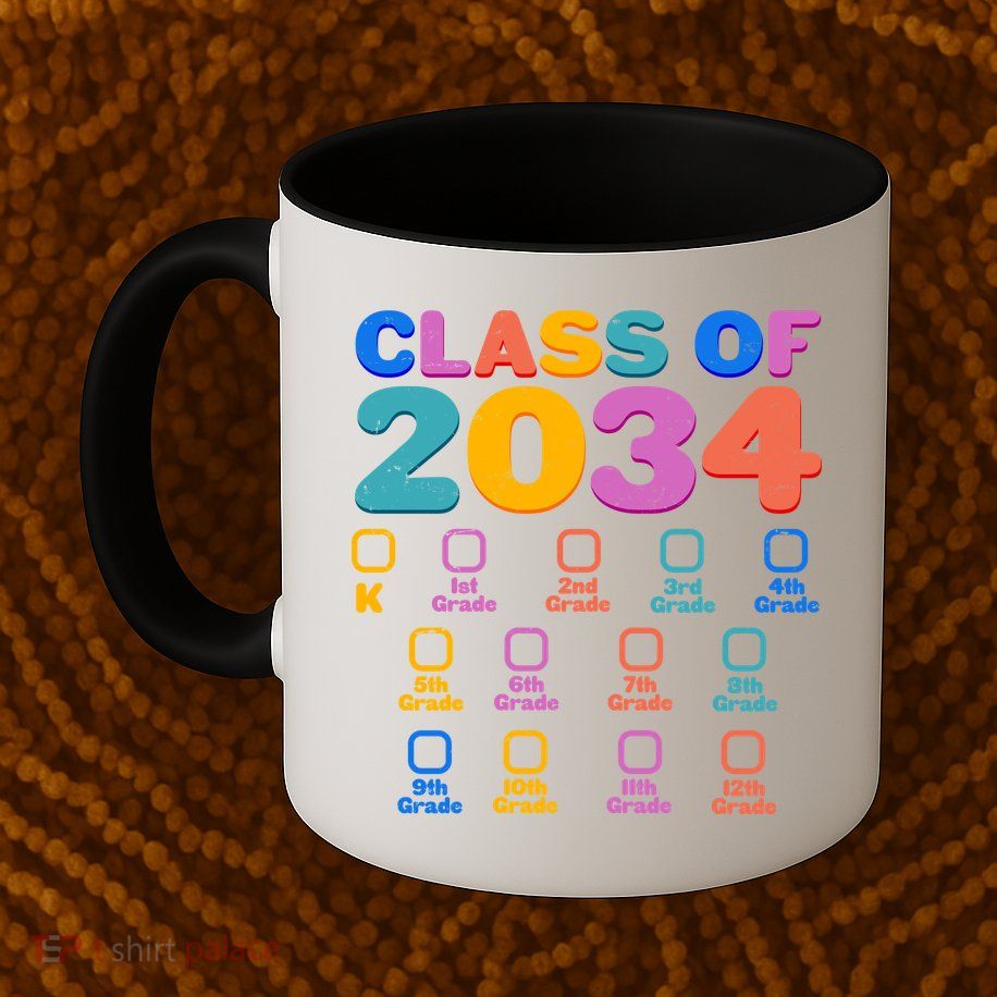 Colorful Future Class of 2034 Graduation Checklist Mug