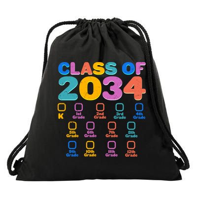 Colorful Future Class of 2034 Graduation Checklist Drawstring Bag