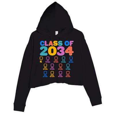 Colorful Future Class of 2034 Graduation Checklist Crop Fleece Hoodie