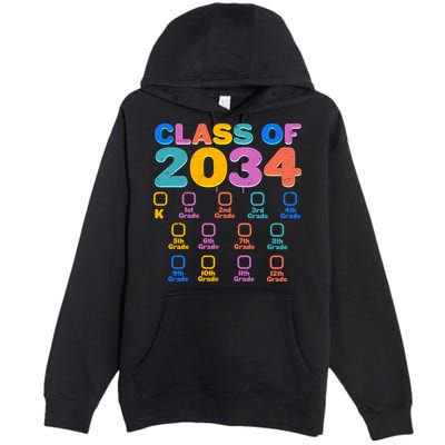 Colorful Future Class of 2034 Graduation Checklist Premium Pullover Hoodie
