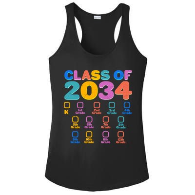 Colorful Future Class of 2034 Graduation Checklist Ladies PosiCharge Competitor Racerback Tank