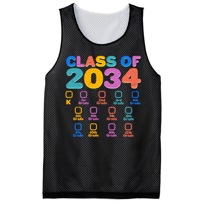 Colorful Future Class of 2034 Graduation Checklist Mesh Reversible Basketball Jersey Tank