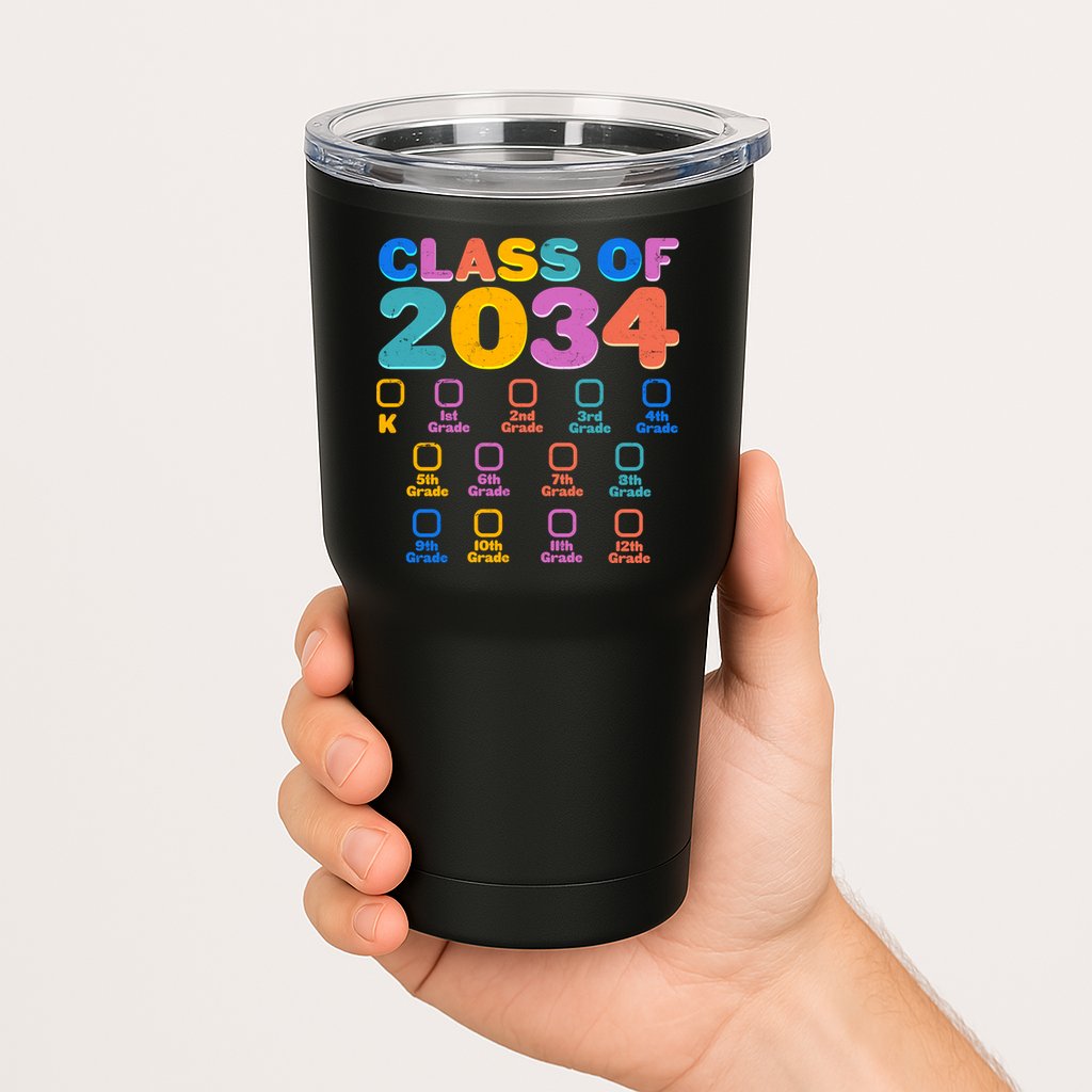 Colorful Future Class of 2034 Graduation Checklist Tumbler