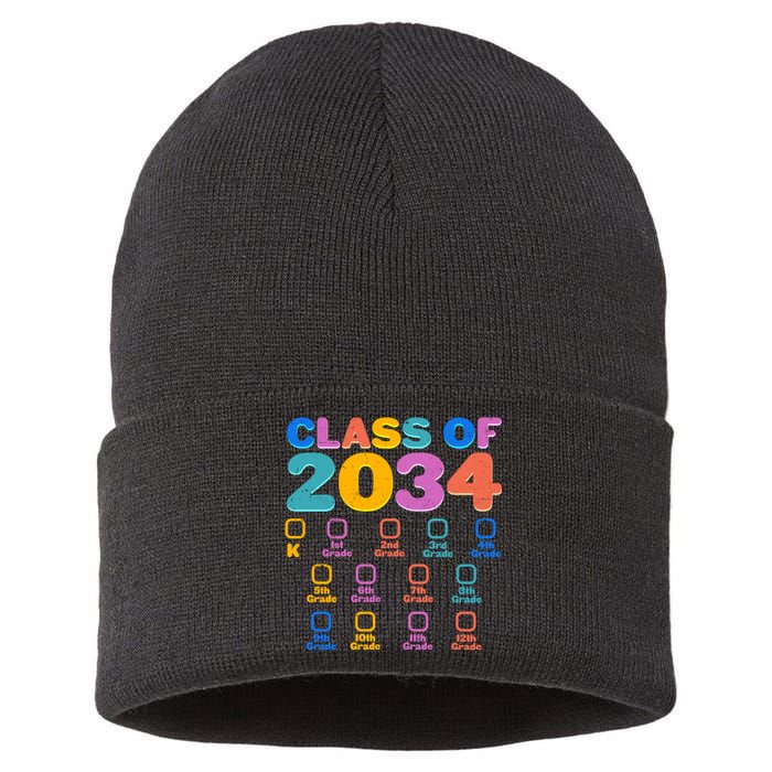 Colorful Future Class of 2034 Graduation Checklist Sustainable Knit Beanie