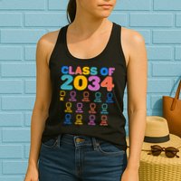 Colorful Future Class of 2034 Graduation Checklist Womens Tank Top
