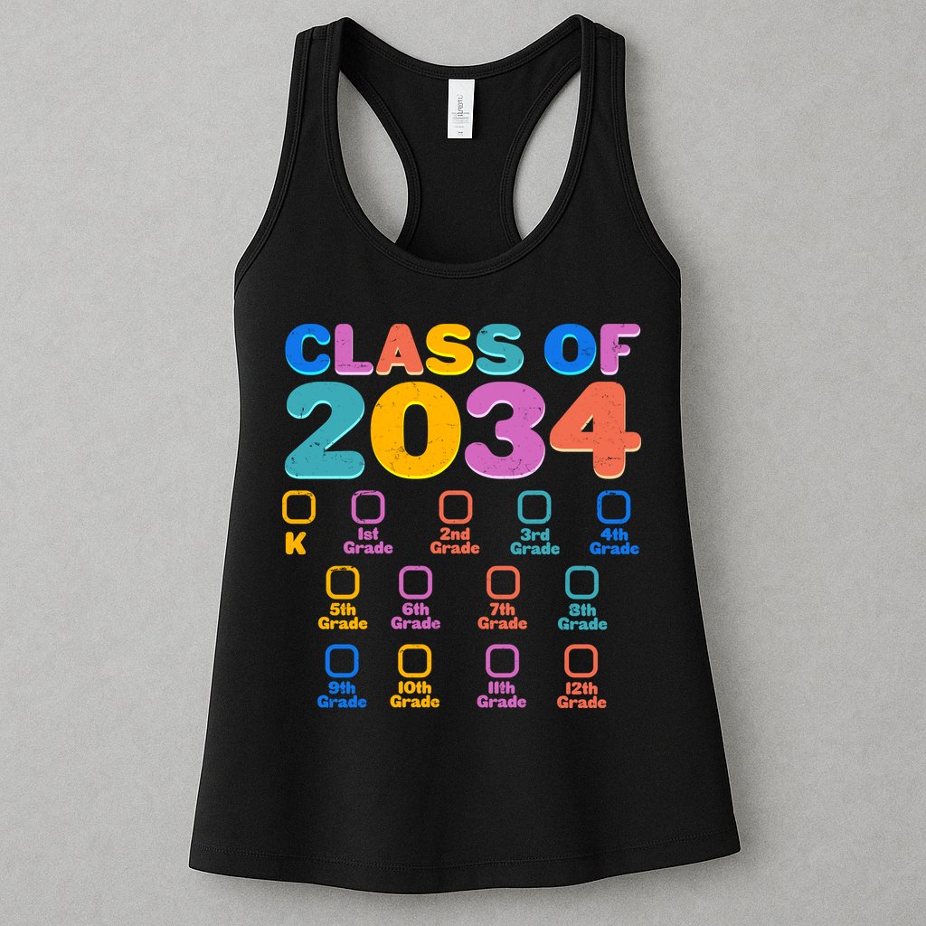 Colorful Future Class of 2034 Graduation Checklist Womens Tank Top