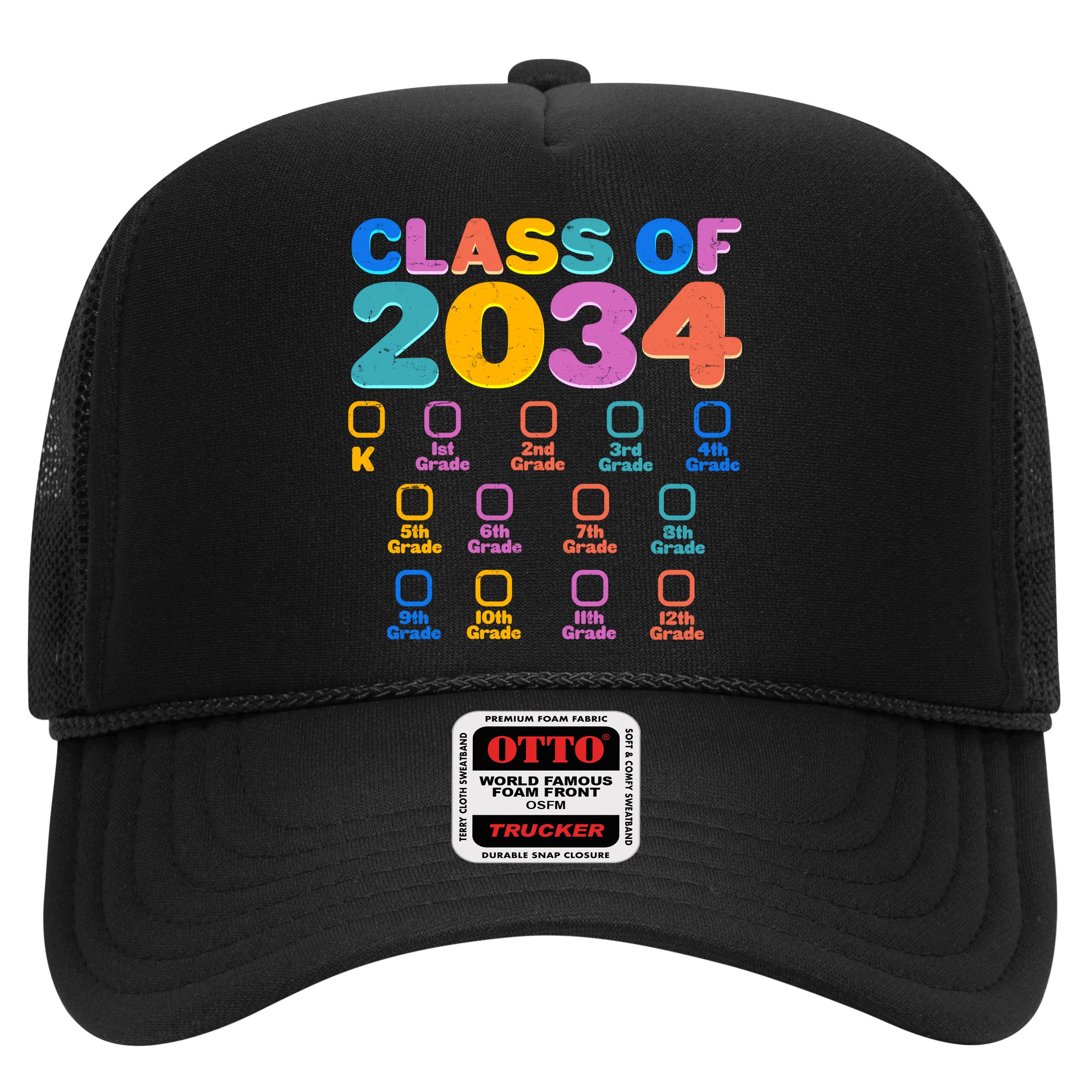 Colorful Future Class of 2034 Graduation Checklist Hat