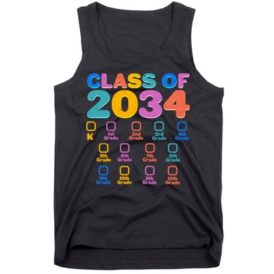 Colorful Future Class of 2034 Graduation Checklist Tank Top