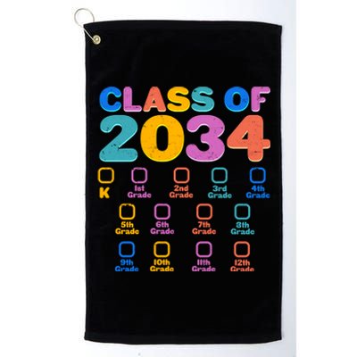 Colorful Future Class of 2034 Graduation Checklist Platinum Collection Golf Towel