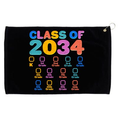 Colorful Future Class of 2034 Graduation Checklist Grommeted Golf Towel