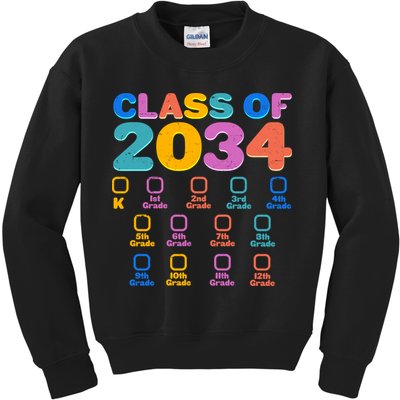Colorful Future Class of 2034 Graduation Checklist Kids Sweatshirt