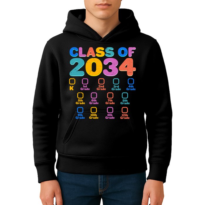 Colorful Future Class of 2034 Graduation Checklist Kids Hoodie