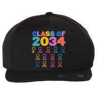 Colorful Future Class of 2034 Graduation Checklist Wool Snapback Cap