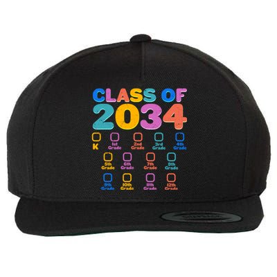 Colorful Future Class of 2034 Graduation Checklist Wool Snapback Cap