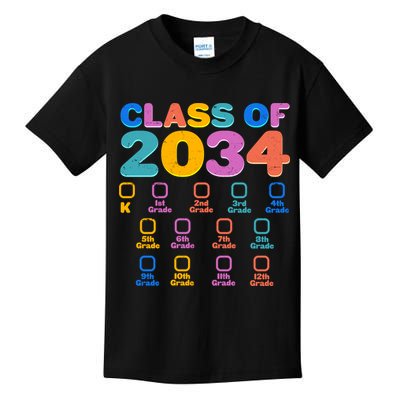 Colorful Future Class of 2034 Graduation Checklist Kids T-Shirt