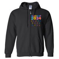 Colorful Future Class of 2034 Graduation Checklist Full Zip Hoodie