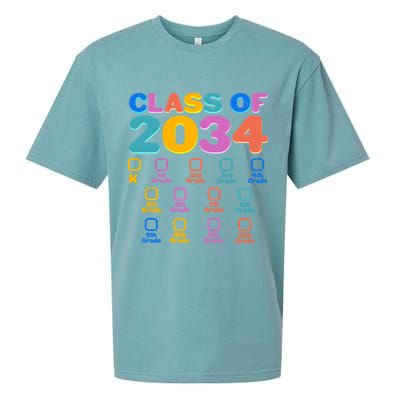 Colorful Future Class of 2034 Graduation Checklist Sueded Cloud Jersey T-Shirt