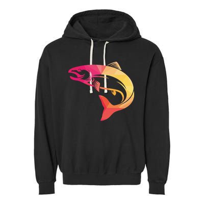 Colorful Geometric Fish Garment-Dyed Fleece Hoodie