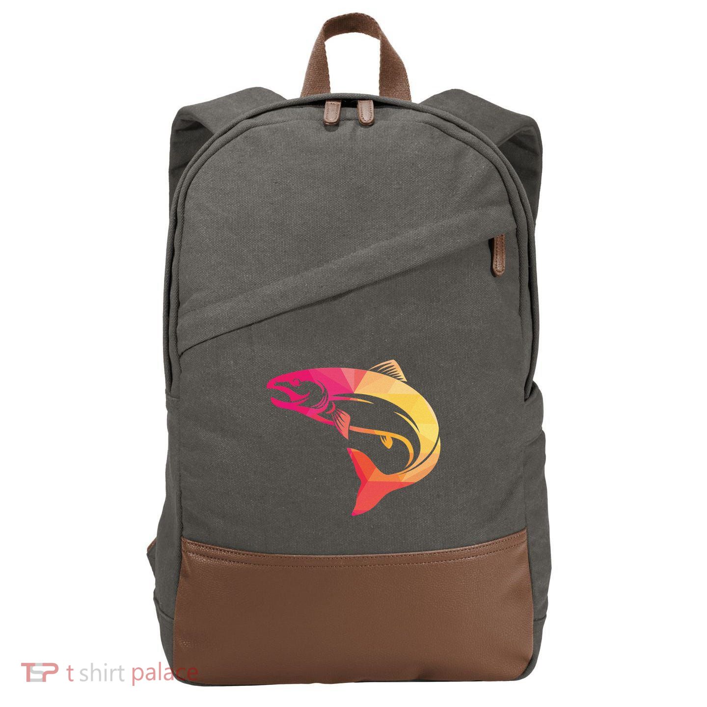 Colorful Geometric Fish Cotton Canvas Backpack