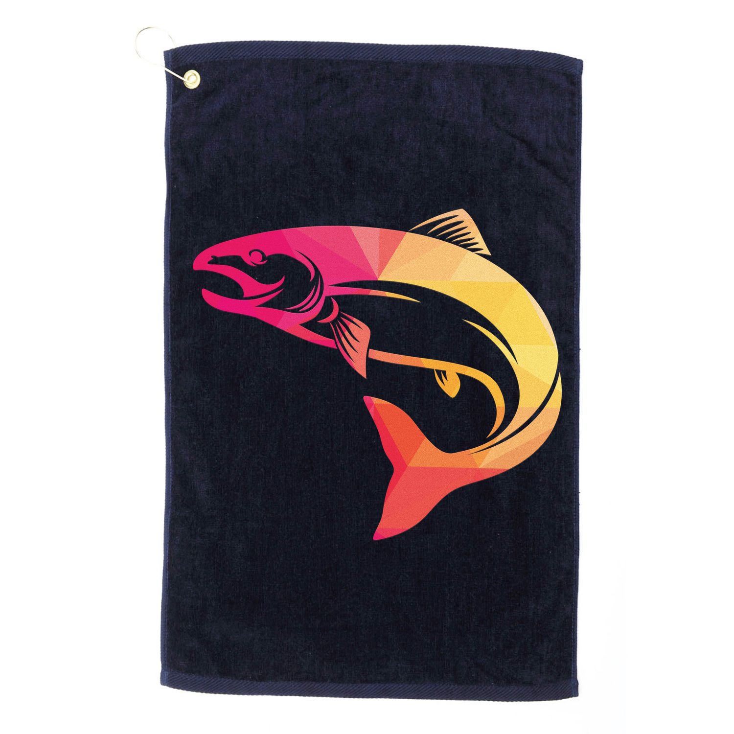 Colorful Geometric Fish Golf Towel