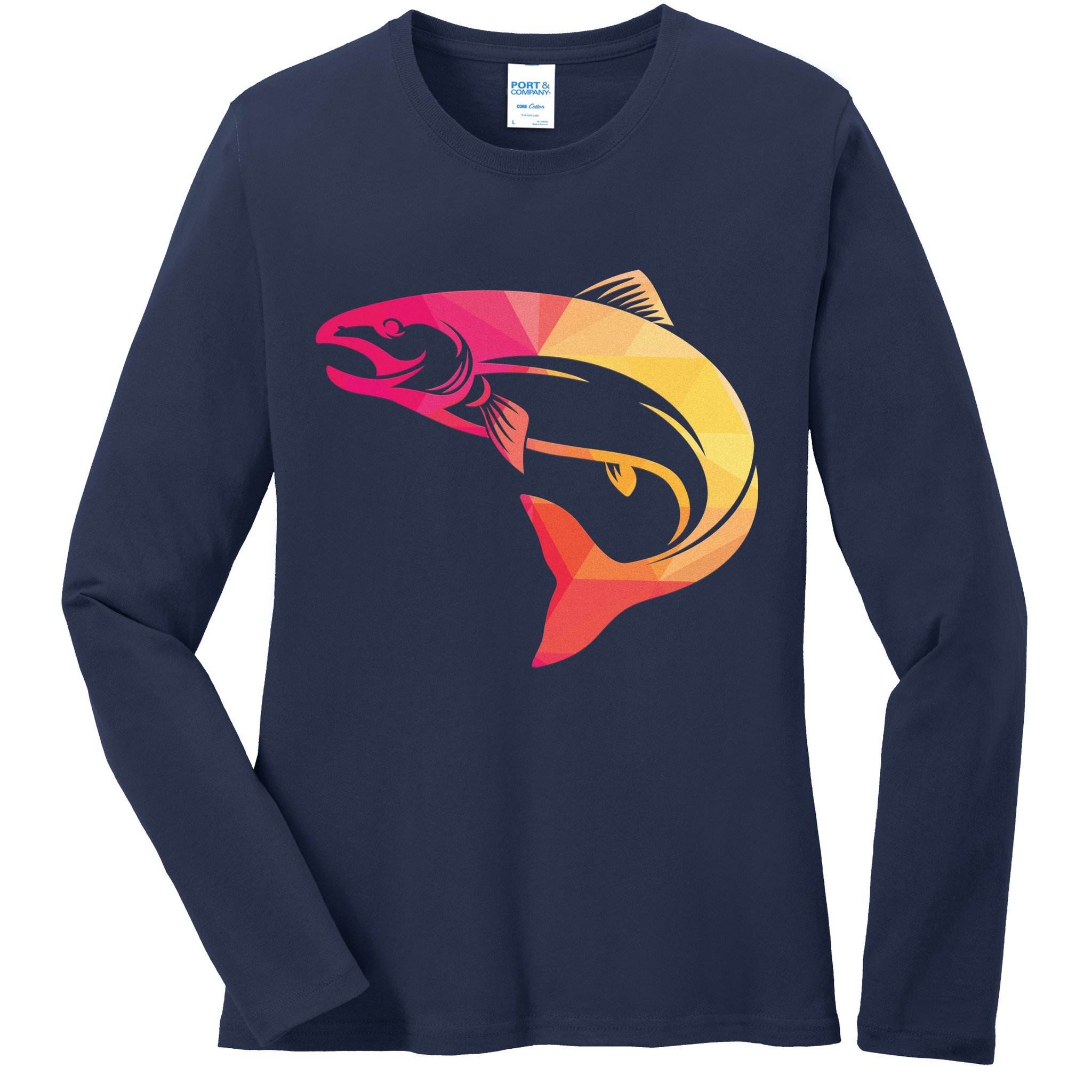 Colorful Geometric Fish Ladies Long Sleeve Shirt
