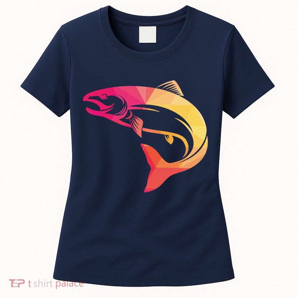 Colorful Geometric Fish Womens T-Shirt