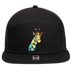 Colorful Giraffe 7 Panel Mesh Trucker Snapback Hat