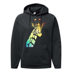 Colorful Giraffe Performance Fleece Hoodie