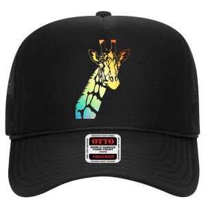 Colorful Giraffe High Crown Mesh Back Trucker Hat