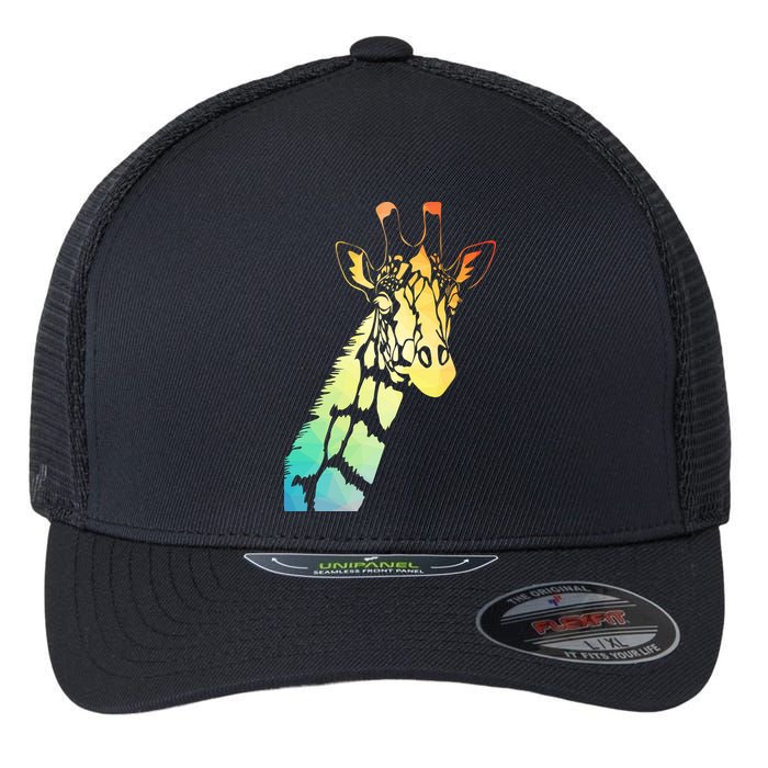 Colorful Giraffe Flexfit Unipanel Trucker Cap