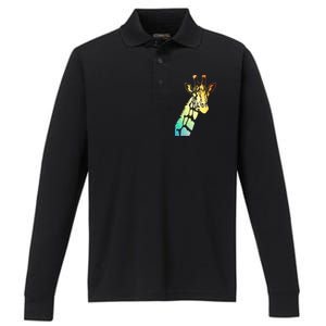 Colorful Giraffe Performance Long Sleeve Polo