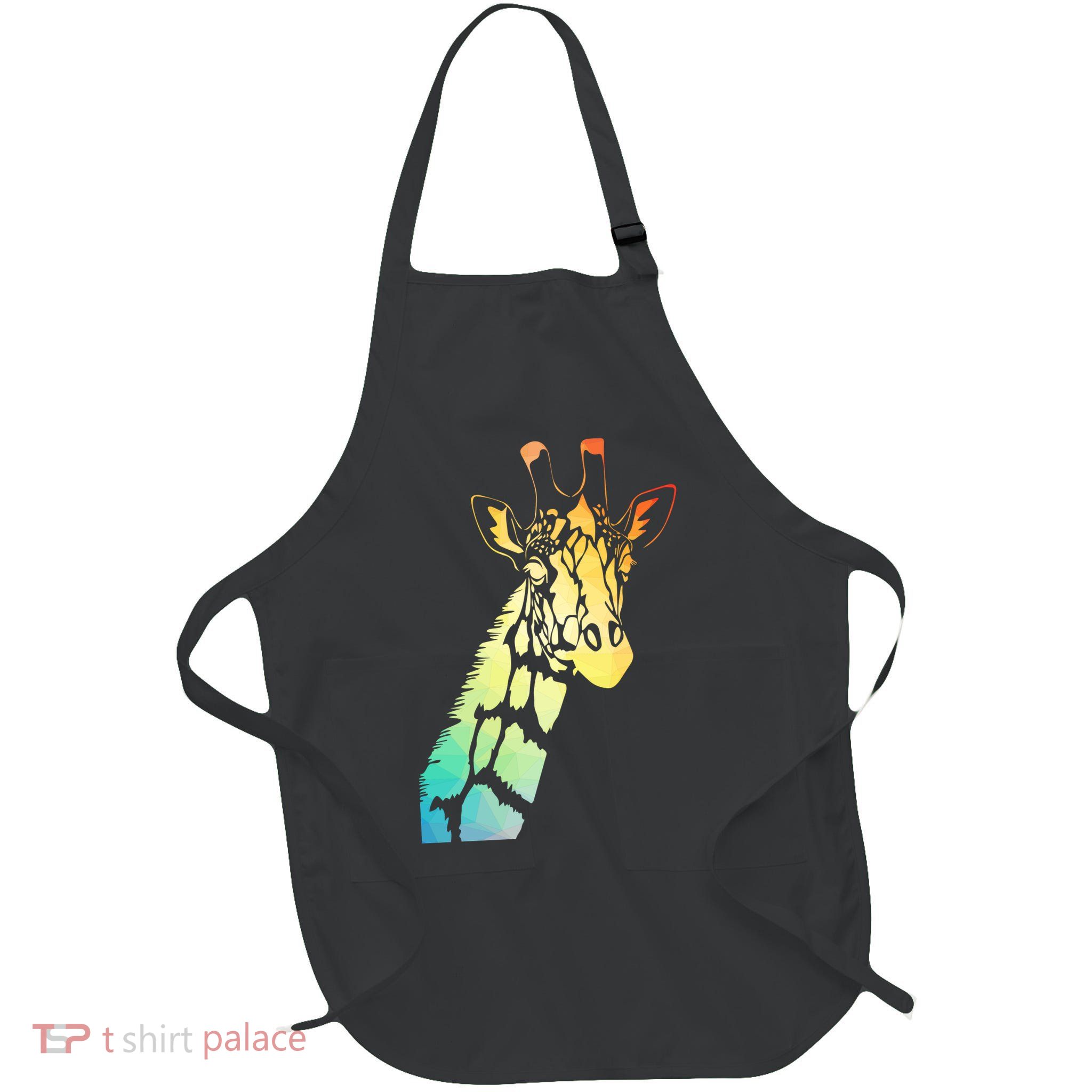 Colorful Giraffe Full-Length Apron With Pockets