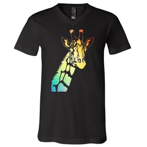 Colorful Giraffe V-Neck T-Shirt