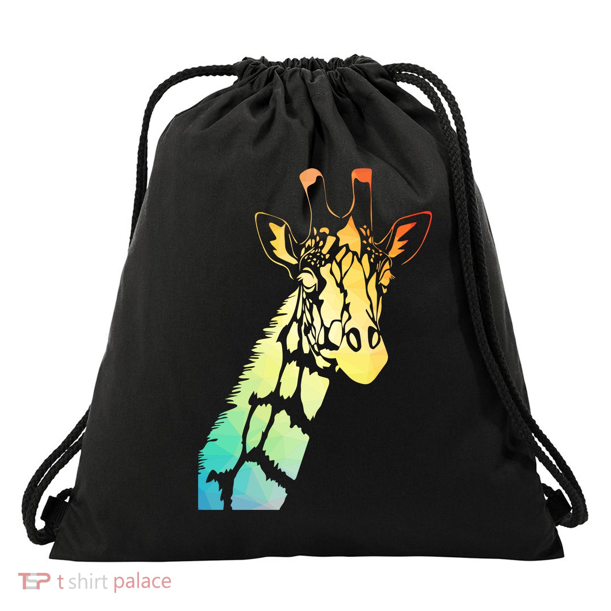 Colorful Giraffe Drawstring Bag