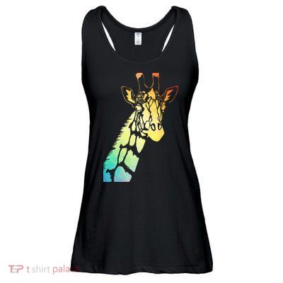 Colorful Giraffe Ladies Essential Flowy Tank