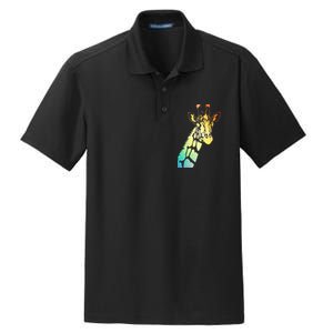 Colorful Giraffe Dry Zone Grid Polo