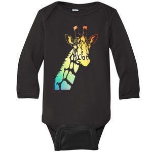 Colorful Giraffe Baby Long Sleeve Bodysuit