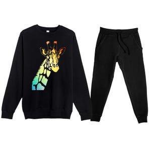 Colorful Giraffe Premium Crewneck Sweatsuit Set