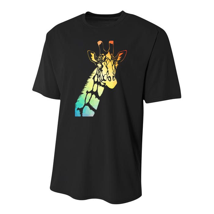 Colorful Giraffe Youth Performance Sprint T-Shirt