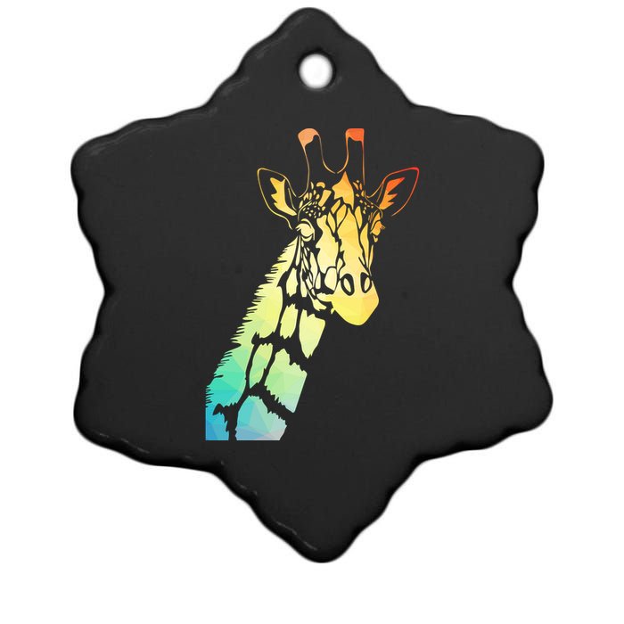 Colorful Giraffe Ceramic Star Ornament