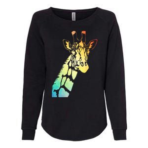 Colorful Giraffe Womens California Wash Sweatshirt