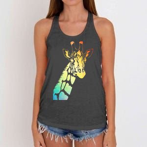 Colorful Giraffe Women's Knotted Racerback Tank