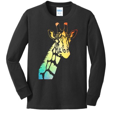 Colorful Giraffe Kids Long Sleeve Shirt