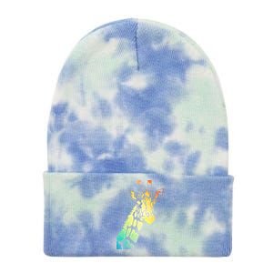 Colorful Giraffe Tie Dye 12in Knit Beanie