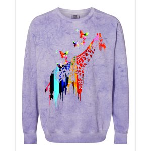 Colorful Giraffe Illustration Colorblast Crewneck Sweatshirt