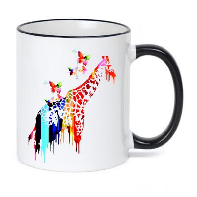 Colorful Giraffe Illustration 11oz Black Color Changing Mug